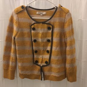 Yellow and white striped cardigan